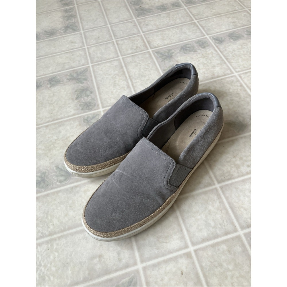 Clarksβ Collection Marie Sail Womens Gray Suede Slip On Shoes Loafer Size 11 Med